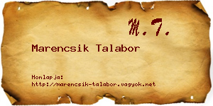 Marencsik Talabor névjegykártya
